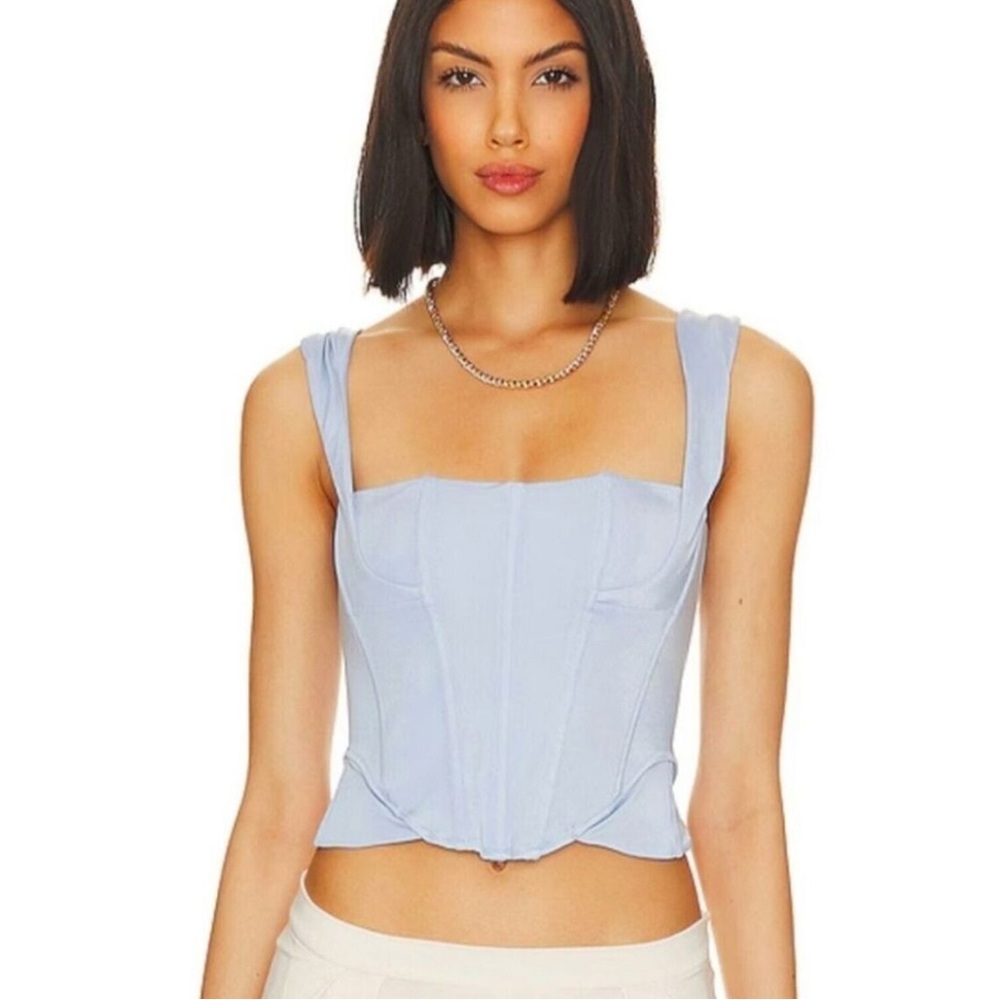 We Are HAH Knock Out Corset Top Sz Small NWT $128 Periwinkle Blue #